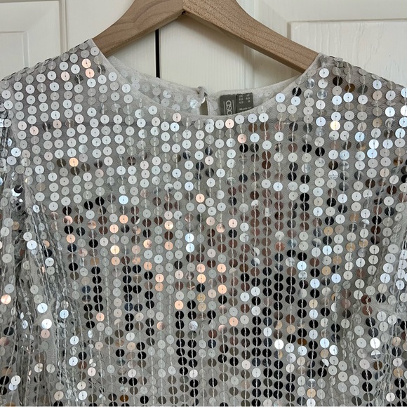 ASOS Sequin Top Silver Size 8 - Picture 2 of 5